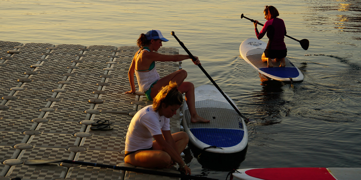 happy class members for the SUP Yoga Teacher Training course